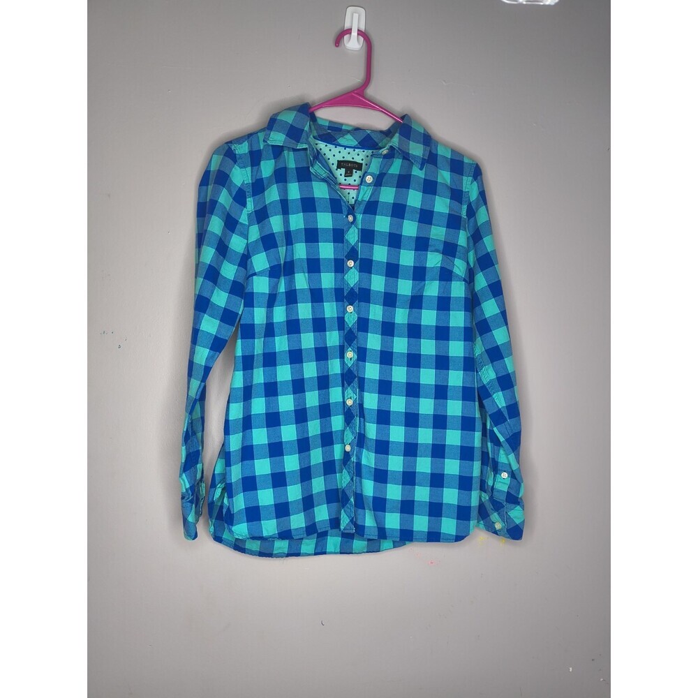 Talbots Women’s Small Long Sleeve Shirt Blue Gingham Brushed Cotton Button Up